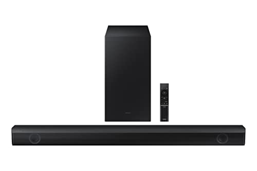 Samsung HW-B550/ZA 2.1ch Soundbar with Dolby Audio, DTS Virtual:X, Subwoofer Included, Adaptive Sound Lite, Bluetooth Multi-Device Connection, Wireless Surround Compatible, 2022, Black