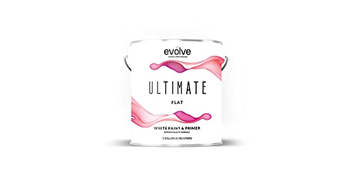 EVOLVE Ultimate One-Coat Coverage Paint & Primer in White for Interior & Exterior House Paint, Flat Sheen, 1-Gallon