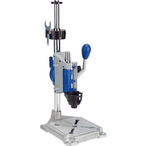 Dremel Drill Press Rotary Tool Workstation Stand with Wrench- 220-01- Mini Portable Press- Holder- 2 Inch Depth- Ideal for Drilling Perpendicular and Angled Holes- Table Top , Silver