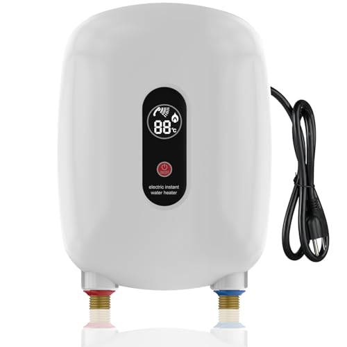 Tankless Water Heater Electric,3000W Electric Water Heater With Digital Display,Instant Hot Water Heater On Demand Water Heater Under Sink,110v tankless Water Heater