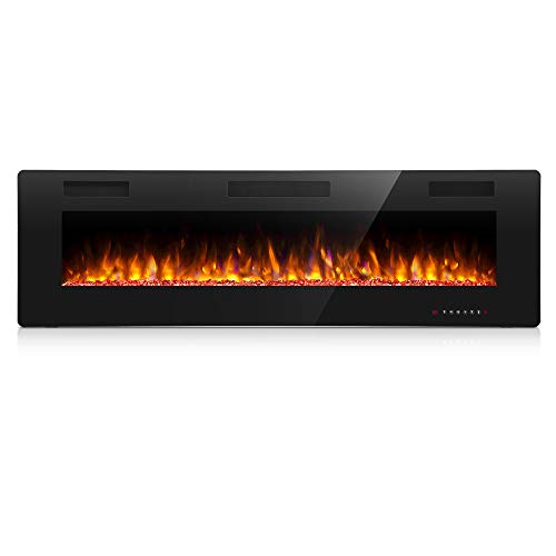 Antarctic Star 60 Inch Electric Fireplace in-Wall Recessed and Wall Mounted, Fireplace Heater and Linear Fireplace with Multicolor Flame, Timer, 750/1500W Control by Touch Panel & Remote…
