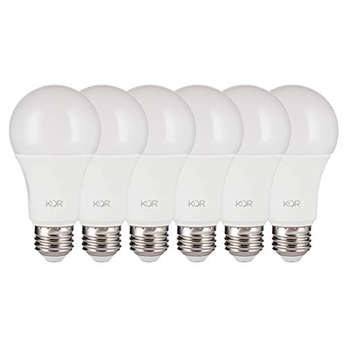 KOR LED Light Bulbs - 6 Pack of 5000K Daylight White Lightbulbs - E26 Base, A19 Size, 15W (100W Incandescent Equivalent) - Long Lasting 1500 Lumen Bright Shatter Resistant Energy Saving Light Bulbs