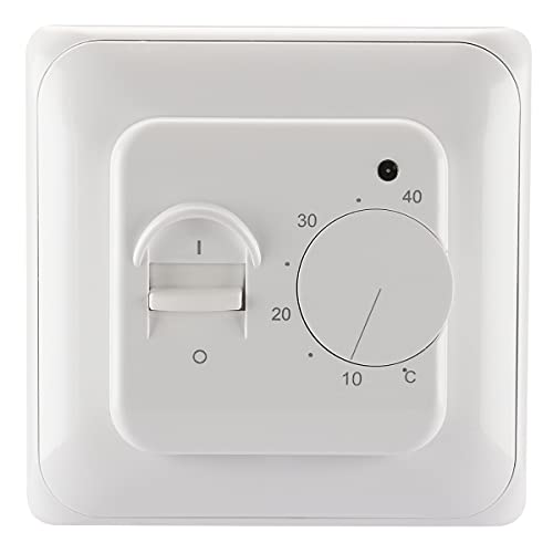 Baomain Home Nonprogrammable Thermostats, Radiant Floor Heating Temperature Manual Controller 110-120V AC 16A 4 Wire (Degrees Celsius °C)