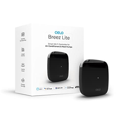 Cielo Breez Lite | Smart AC Controller for Mini-Split, Window & Portable Air Conditioners & Heat Pumps | Free App, No Subscriptions | Alexa, Google, Siri Shortcuts, SmartThings, IFTTT (Black)