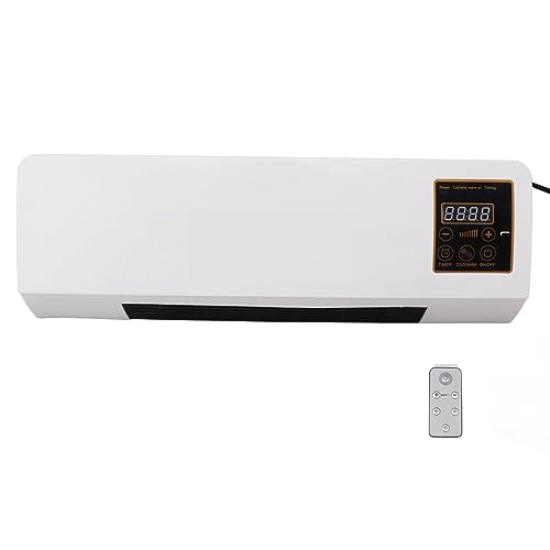 Fan, Wall Mounted Air Cooler Small Space Cooler Heater Fan with Digital Display Remote Control Portable for Room Kitchen Office Bedroom