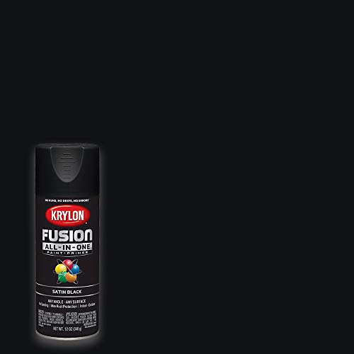 Krylon K02732007 Fusion All-In-One Spray Paint for Indoor/Outdoor Use, Satin Black 12 Ounce (Pack of 1)