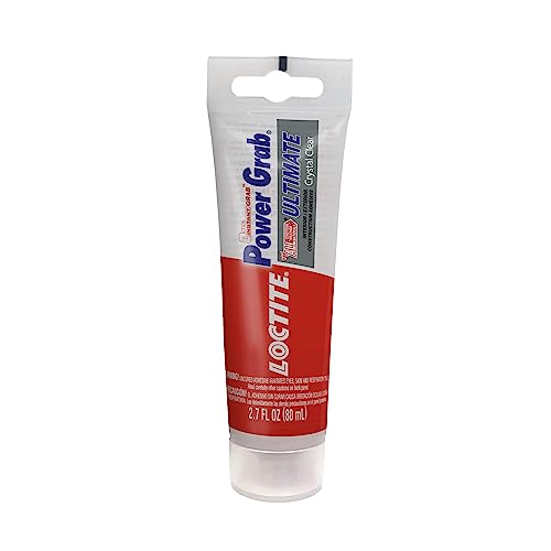 Loctite Power Grab Ultimate Crystal Clear Construction Adhesive - Versatile Construction Glue for Glass, Wood, Metal & More - 2.7 fl oz Tube, 1 Pack
