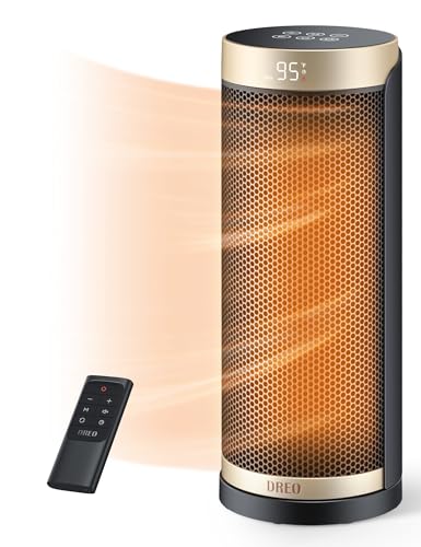 Dreo Space Heater, Portable Electric Heaters for Indoor Use, 70° Oscillation, 12H Timer, 1500W Quiet PTC Ceramic Heating with Remote for Office, Home Bedroom