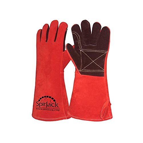SpitJack Heat Resistant Fire Protection Fireplace Gloves for Grill, Welding, ...