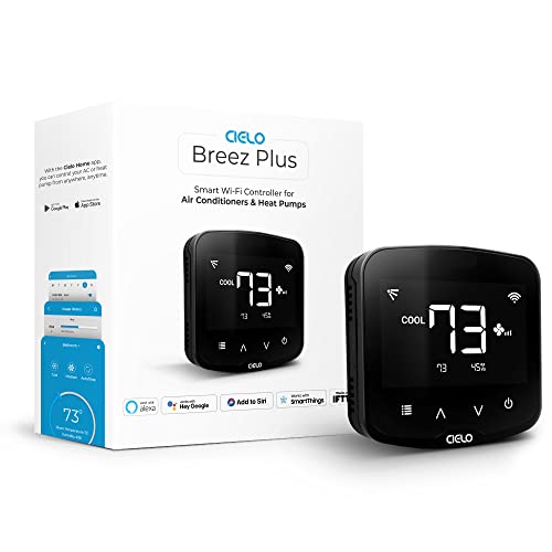 Cielo Breez Plus Smart Air Conditioner Controller | WiFi Thermostat for Mini-Split, Window, Portable ACS | Alexa, Google, Siri Shortcuts, SmartThings, IFTTT | Free App | Inbuilt Temp/Humidity Sensors
