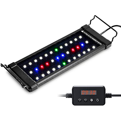 NICREW ClassicLED Plus LED Aquarium Light with Timer, 10 Watts, for 12 to 18 Inch Fish Tank Light, Daylight and Moonlight Cycle, Brightness Adjustable