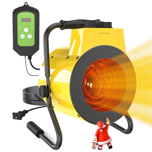 tectake Greenhouse Heater, 1500W Portable Outdoor Heaters with Digital Thermostat, ...