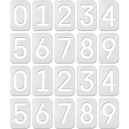 40 Pieces Number Stencils 10 All Number Curb Stencils Reusable Plastic Number Interlocking Stencils Address Number Painting Stencils Templates for Mailbox Signs Home Address Number (5.75 Inch)