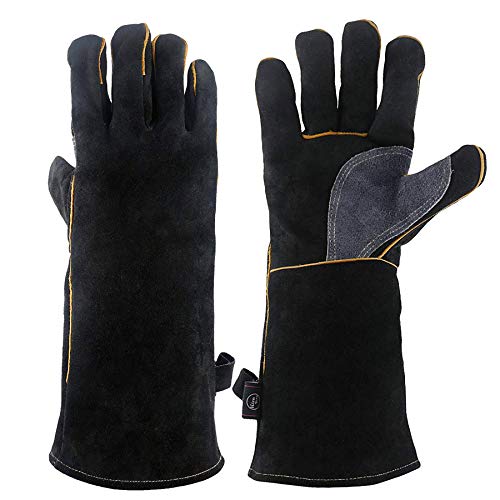 KIM YUAN Extreme Heat/Fire Resistant Gloves Leather with Kevlar Stitching, ...