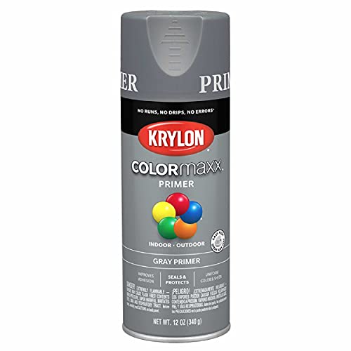 Krylon K05582007 COLORmaxx Primer Spray Paint for Indoor/Outdoor Use, Gray, 12 Ounce (Pack of 1)