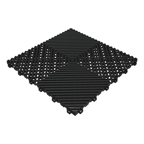 HOTSYSTEM Durable Polypropylene Interlocking Modular Garage Floor Tiles, Versatile Interlocking Floor Tiles, 15.7'' x 15.7'' x 0.7''(Thickness) Flooring Tile(20 Pack), Black