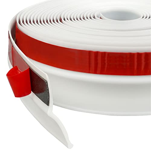 FOSLUOC Garage Door Seal Top and Sides Seal Strip White 34 FT Adhesive Backed Rubber Weather Stripping Replacement Weatherproofing Universal Sealing Professional.