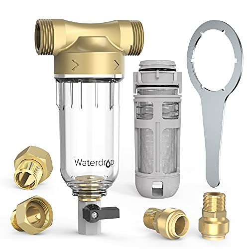Waterdrop Spin Down Sediment Filter, Backwash Whole House Water Filter System for Well Water, 40-50 Micron, 1