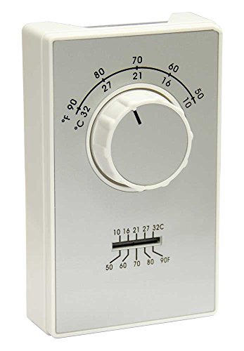 TPI ET9SRTS Series ET9 Line Voltage, SPST Cool Only, Terminal, 50°-90°F, White