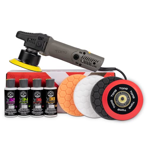 Chemical Guys BUF503X TORQX Dual Action Random Orbital Polisher 9 Item Kit (Includes 3 Polishing Pads, V Line Polishes & Compounds) - Used by Beginners, Enthusiasts & Detailing Professionals