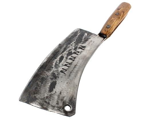 Peer's Heavy Duty Bone Cutting Knife, 9-inch Blade, High-Carbon Iron Steel with Wood Handle