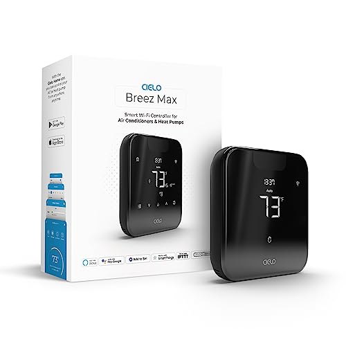 Cielo Breez Max | Smart AC Controller | WiFi Thermostat for Mini-Split, Window, Portable ACS/Heat Pumps | AI-Based Tech | Free App, No Subscriptions | Alexa, Google, Siri Shortcuts, IFTTT (Black)