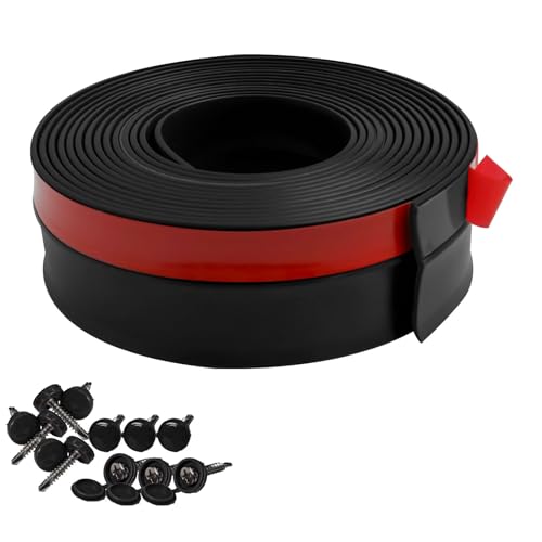 Greymond Garage Door Weather Stripping, 40 FT Black Garage Door Side and Top Seal Trim, Universal Adhesive Backed Garage Door Rubber Seal Strip Replacement