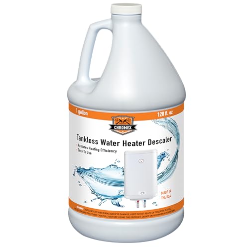 Chromex Tankless Water Heater Descaling Solution | Highly Effective Descaler Restores Heating Efficiency, Gallon, 128 fl oz