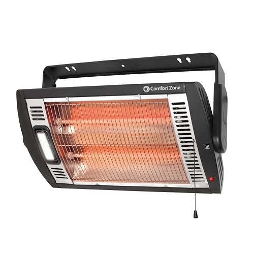 Comfort Zone Ceiling Mounted Dual Quartz Radiant Electric Space Heater, ...