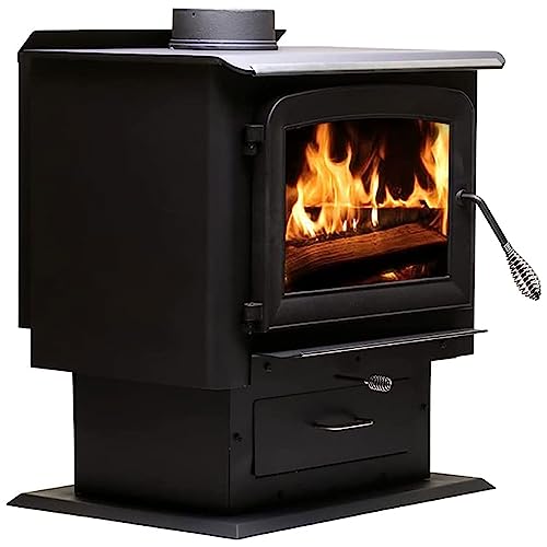 Ashley Hearth AW2020-P 2,000 Sq. Ft. Pedestal Wood Burning Stove, Medium, Black