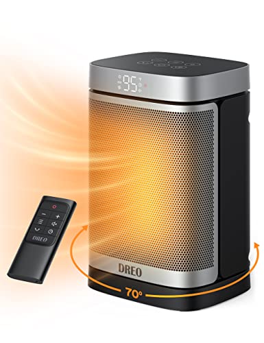Dreo Space Heater Indoor, 1500W Portable Heaters for Indoor use with Remote, PTC Ceramic Electric Heater for Bedroom with Thermostat, 70°Oscillation, 12h Timer, Safety Heater for Room Home Office