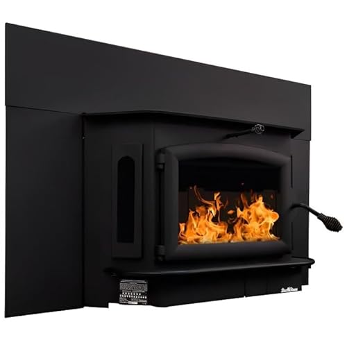 Buck Stove Fireplace Insert Model 91 | Catalytic, 62,745 BTUs (Covers 3,200 Square Feet) | Wood Burning with Heat Activated Blower | Black Door/Windows with 9
