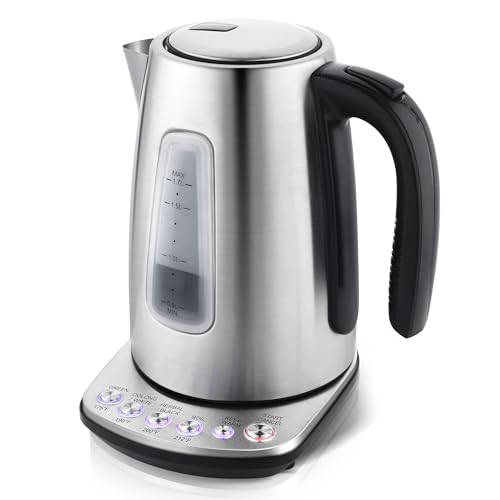 KEINVE Electric Kettle Temperature Control with 4 Presets - Stainless Steel Tea Kettle Electric with Cordless Serving, 60Min Keep Warm & Speed-Boil Water Boiler, 1.7L Hot Water Kettle, Auto-Shutoff