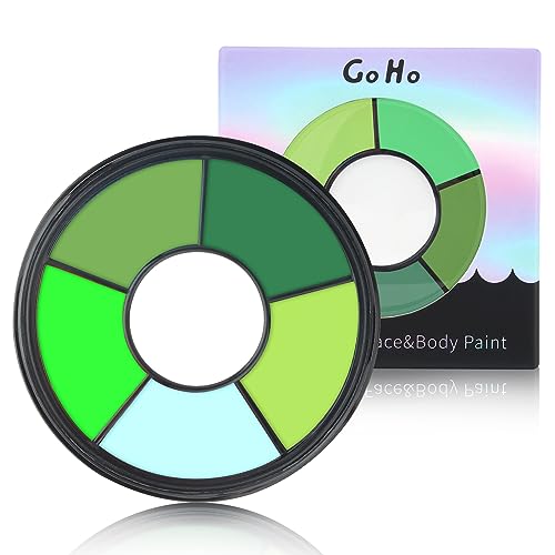 Go Ho 6 Colors Green Face Body Paint,Cream Water Based Makeup for Adults Children Halloween Cosplay,Body Paint FX Makeup Palette,Professional Grinch Face Paint Green Makeup