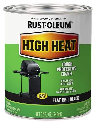 Rust-Oleum 7778502 High Brush On Paint Heat Protective Enamel, 32 Fl Oz (Pack of 1), Bar-B-Que Black