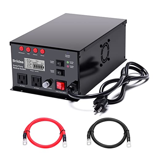 Briidea 1500W Sump Pump Battery Backup System - Auto Switches to Battery Inverter Power for Continuous Sump Pump Operation during Power Outages, Battery Not Include