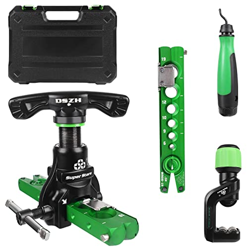Jesskit Flaring Tool Kit 1/4”-3/4” HVAC Single Flare Tool, 45° Eccentric Type Manual Tubing Flaring Tool Kit, Deburring Tool for Copper Aluminum Pipe