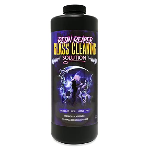 Resin Reaper Glass Cleaner 32 OZ | Pipe Cleaner | Safe on Glass, Metal, Ceramic, and Pyrex | 420 710 Friendly Cleaning | Soak and Wash - No Abrasives - Eco-Friendly, Biodegradable Formula