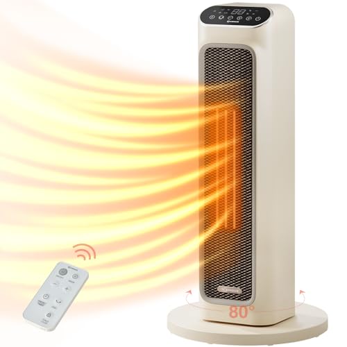 Airmate Space Heater for Indoor Use,Fast Quiet Heating Portable Electric Heater with Remote, 80°Oscillating Room Heater with Smart Thermostat for Office, Garage, Bedroom (HP15241-G-2)