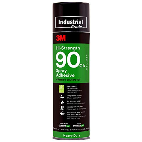 3M TALC 051111979570 Hi-Strength 90 CA Spray Adhesive, Low VOC, Permanent, Bonds Laminate, Wood, Concrete, Metal, Plastic, Clear Glue, Net Wt 19 oz