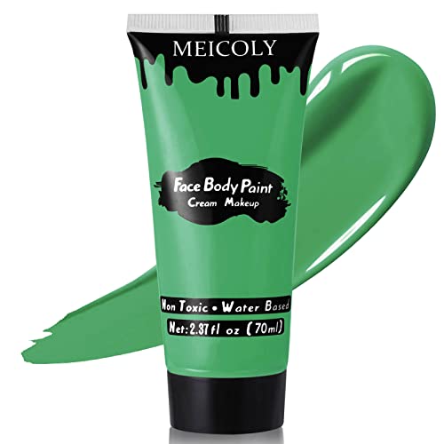 MEICOLY Green Cream Face Body Paint,St Patricks Day Face Paint, Body Paint for Adults and kids,Camouflage Hunting Hulk Face Paint,Halloween SFX Gamora Witch Makeup,Saint Patricks Day Face Paint