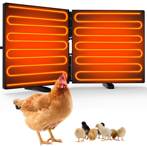 Keltne Foldable Chicken Coop Heater for Winter, 240W Large Size Waterproof Chicken Heater for Coop, Radiant Heat Chicks Coop Heater with 2 Heating Plates for Inside and Outdoor Pet, 22.5'' X 11.2''