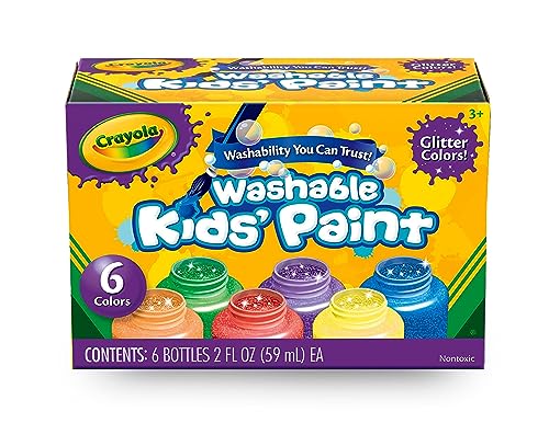 Crayola Washable Kids Paint Set (12ct), Classic and Glitter Paint ...