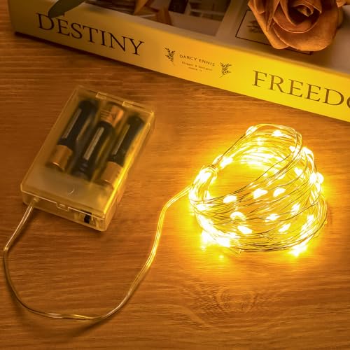 Fairy Lights Battery Operated 1 Pack 16FT 50 Led Mini Battery Powered String lights twinkle lights Mason Jar Lights Waterproof firefly lights DIY Party,Wedding,Christmas,Decoration(Warm White)