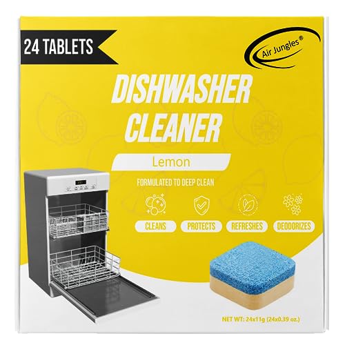 Air Jungles Dishwasher Cleaner Tablets (24 Count), Lemon Scent, Deep ...