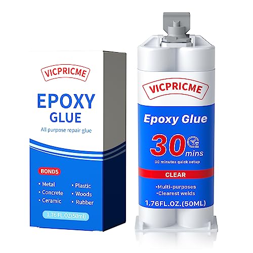 VICPRICME Plastic Glue,1.76oz Clear Epoxy Glue,All Purpose Repair Glue, Can Bond Metal, Wood, Glass, Fiberglass, Carbon Fiber, Most Plastics, Rubber, with Extremely high Shock Resistance. (1)
