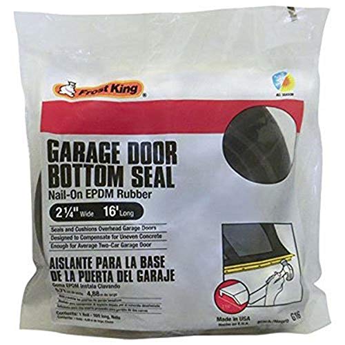 Frost King G16H Nail-On Rubber Garage Door Bottom Seal, 2-1/4-Inch by 16-Foot, Black