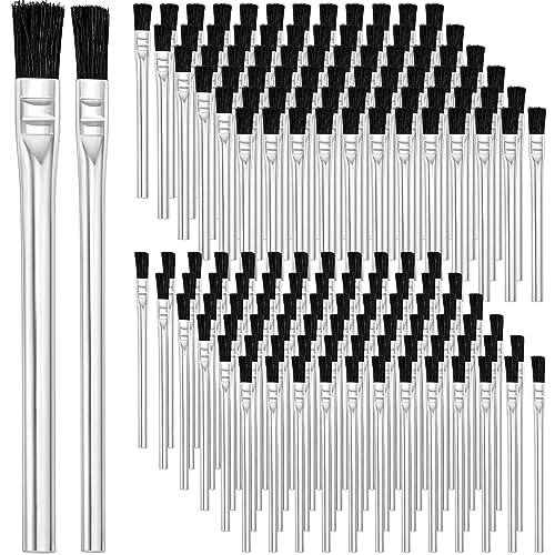 Mifoci 144 Pcs Acid Brush Bulk Boar Hair Acid Flux Brushes Epoxy Wood Glue Brush Metal Tubular Handle Disposable Glue Brushes for Woodworking Soldering Crafting Home School (1/2 Inch, 3/8 Inch Wide)
