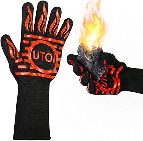 UTOI BBQ Grill Gloves, 1472°F Heat Resistant Barbecue Gloves Oven ...