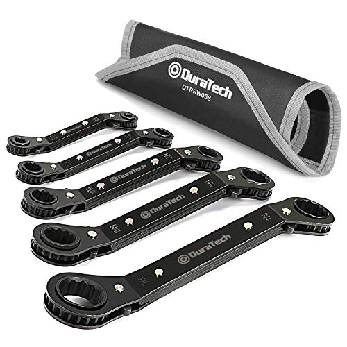DURATECH 5 Pc Double Offset Box End Reversible Ratcheting Wrench ...